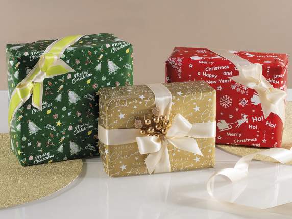 Paquet de 60 feuilles de papier cadeau brillant avec imprimé