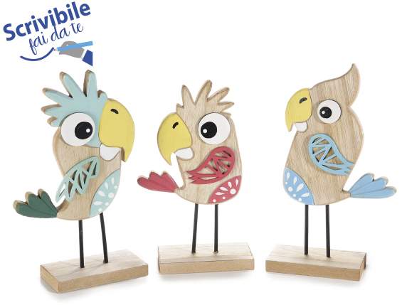 Pappagallo decorativo in legno colorato