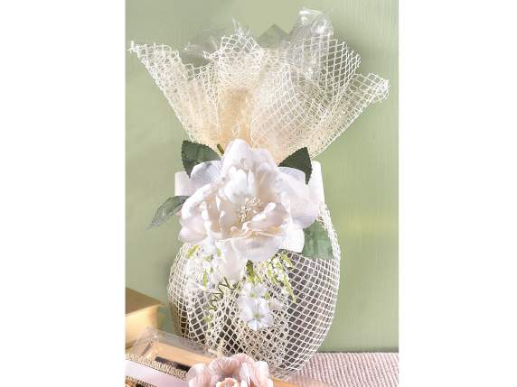 Anémone en tissu blanc avec des fleurs et des baies