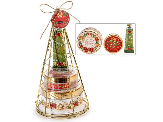 Set de regalo de árbol Navidad de metal con 3 productos