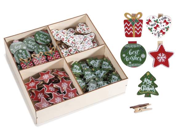 Expositor de 100 pinzas de madera navideñas
