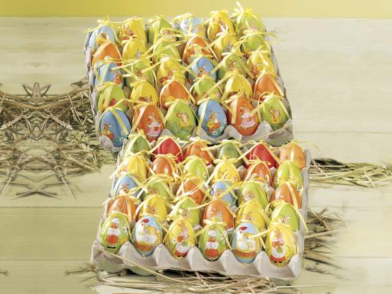 Espo 30 uova in plastica dipinte a mano da appendere