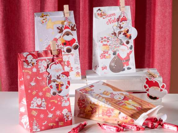 Bolsa de papel sin asas con clip, etiqueta y pegatina