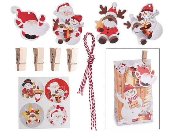 Bolsa de papel sin asas con clip, etiqueta y pegatina