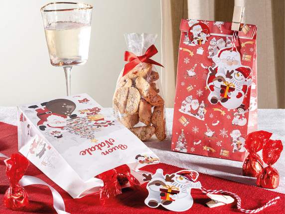 Bolsa de papel sin asas con clip, etiqueta y pegatina