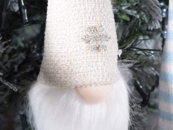 Père Noel avec barbe longue, chapeau avec flocon de neige