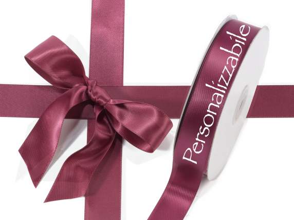 Satin double ribbon mm 25 red purple personalized