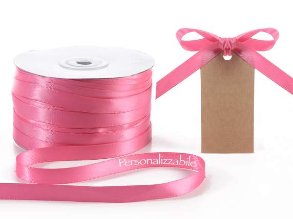 Satin double ribbon mm 10 fucsia personalized