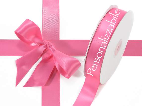 Satin double ribbon mm 255 fucsia personalized