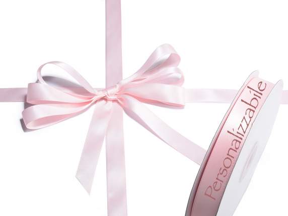 Satin double ribbon mm 15 baby pink personalized