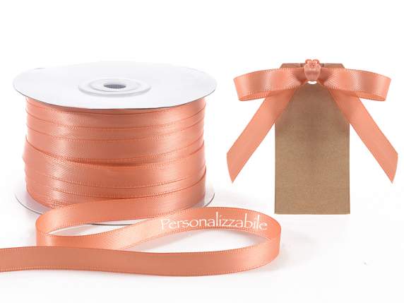 Satin double ribbon mm 10 salmon personalized