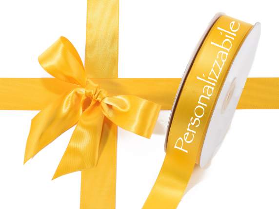 Personalized yellow ocher double satin ribbon 25mm