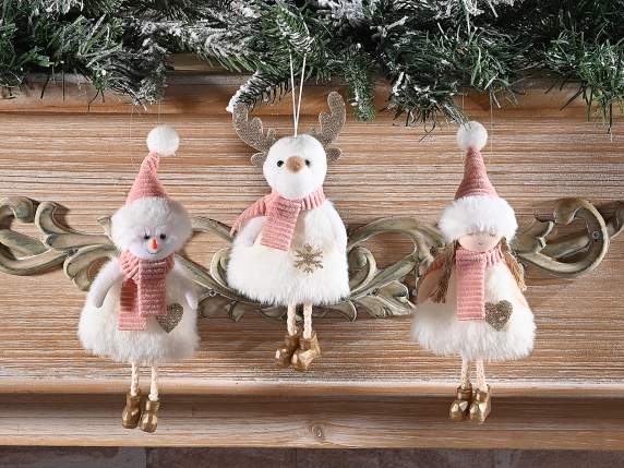 Personnage de Noël en fourrure écologique à suspendre