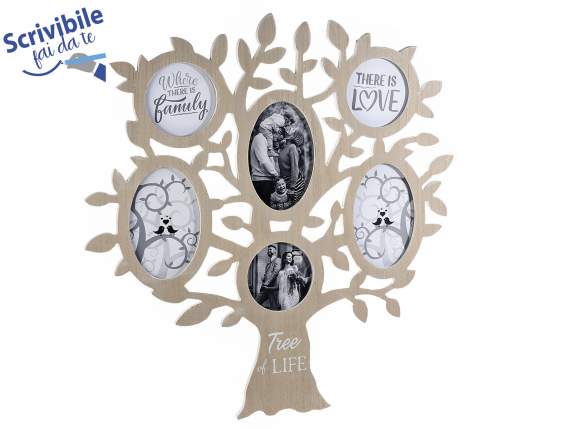 Wooden Photo Frame Tree of Life with 6 Hanging Frames