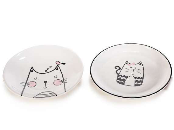 Piatto in ceramica con decoro Gattino