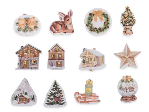 Expositor de 288 pinzas de madera con adornos navideños