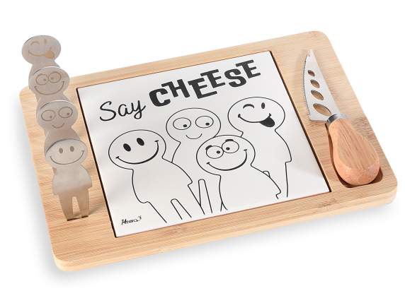 Ensemble de planches à découper en bambou et céramique