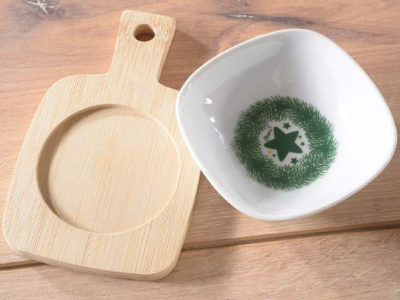Ensemble de 4 tasses de Noël en porcelaine sur un plateau