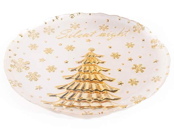 Plato vidrio para alimentos con decoraciones en relieve