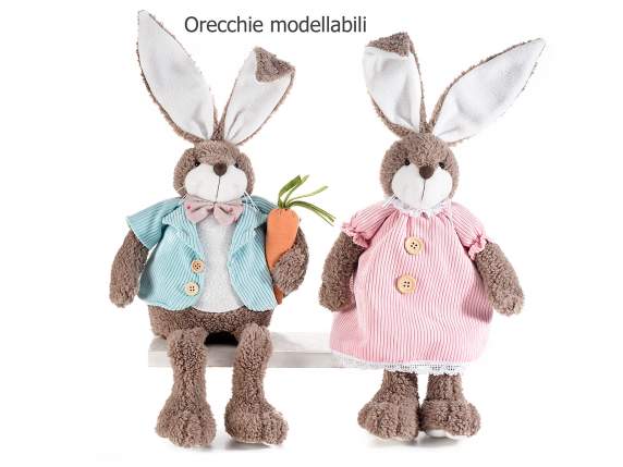 Plush long-legged bunny with dress and carrot