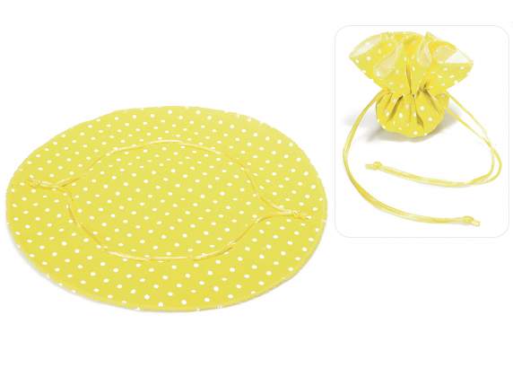 Pochette ronde en tulle en coton à pois jaune avec cravate