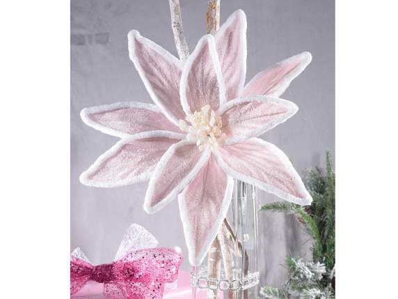 Étoile de Noël en tissu avec bordure effet neige