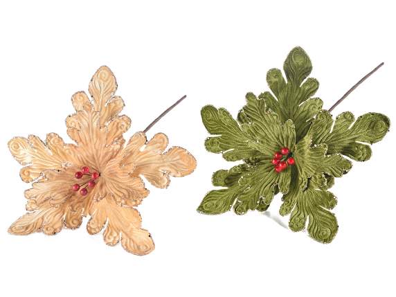 Estrella navideña de terciopelo con borde dorado brillante y