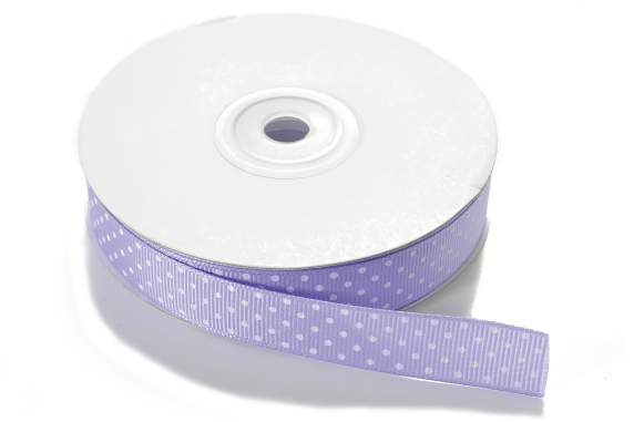Polka dot ribbon in lilac color fabric