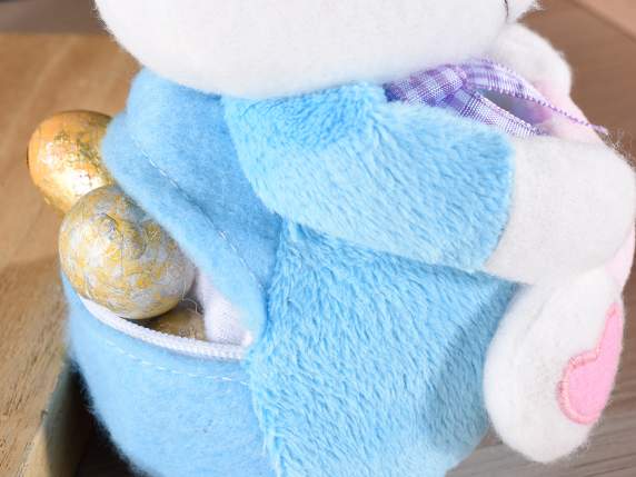 Porta caramelos conejito con corazón de peluche para colgar