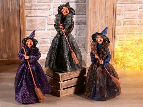 Befana Bruja de tela y resina con contenedor para dulces