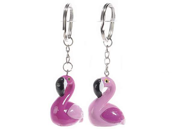 Portachiavi a fenicottero in resina colorata