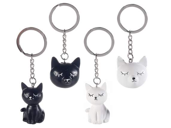 Portachiavi a gatto in resina colorata