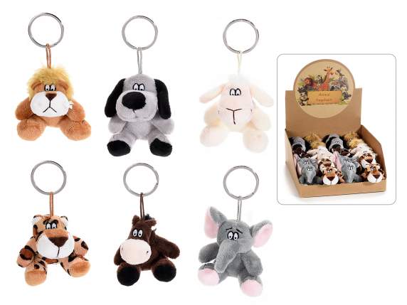 Portachiavi con peluche ad animale in espositore