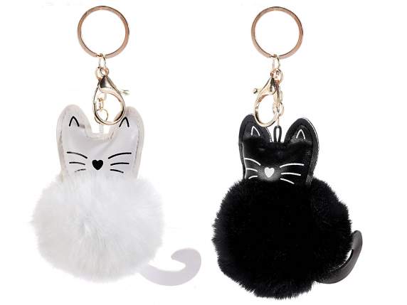 Portachiavi pompon charm c/ decoro gatto