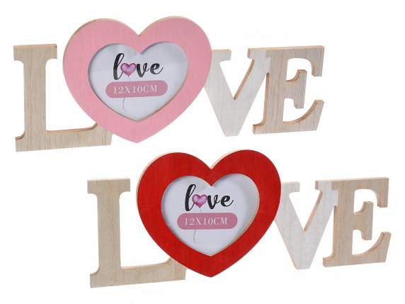 Portafoto Love in legno da appendere/appoggiare