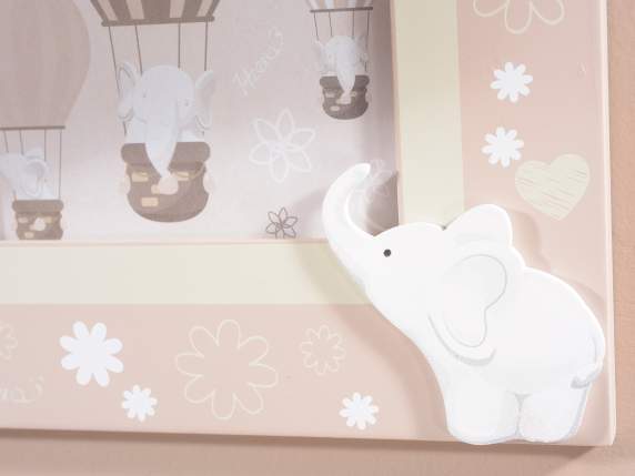 Marco de fotos triple de madera con decoración de elefante p