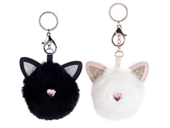 Portamonete a gatto in peluche con gancio portachiavi