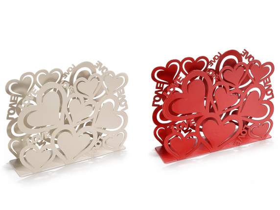 Portatovaglioli in metallo opaco con decoro cuori