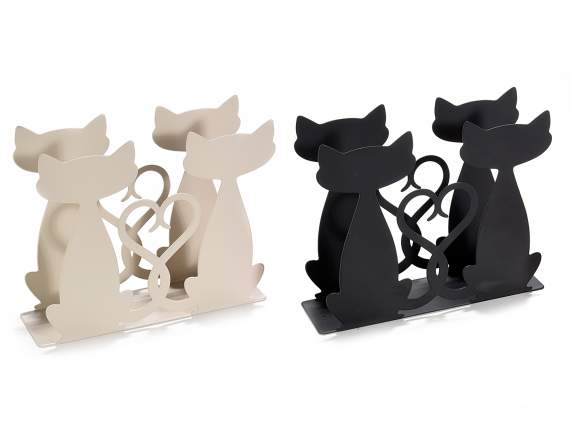 Portatovaglioli in metallo opaco con decoro gatti