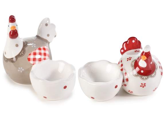 Portauovo gallina in ceramica colorata