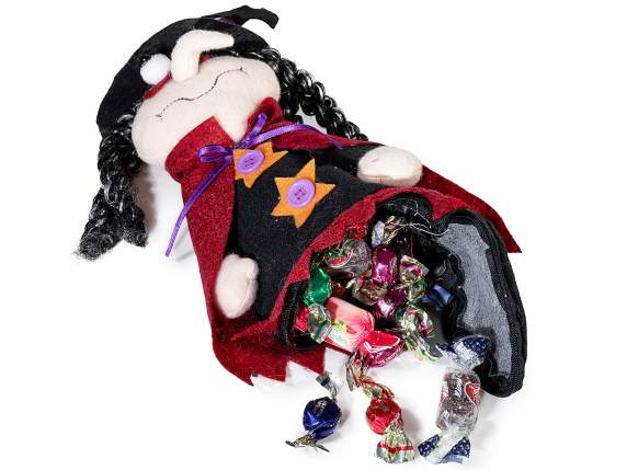 Porte-bonbons en tissu Befana-sorcière à suspendre