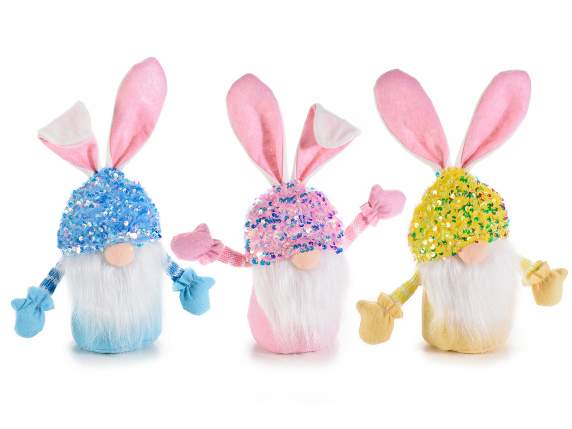 Porte-bonbons lapin Gnome avec chapeau à paillettes