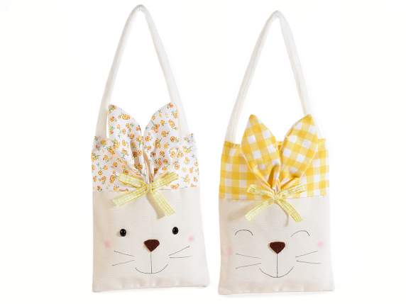 Sachet à bonbons en tissu en forme de lapin avec poignée