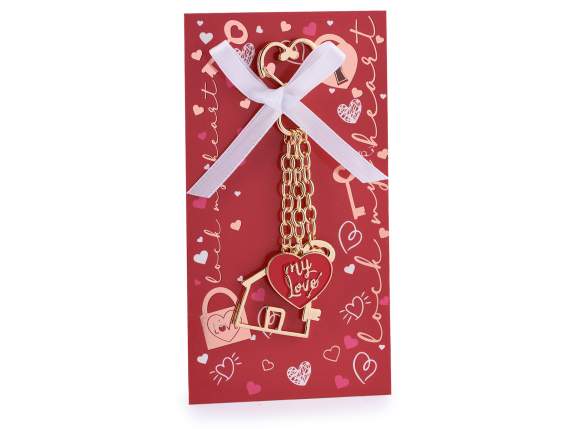 Charm - Porte-clés en métal Love en présentoir