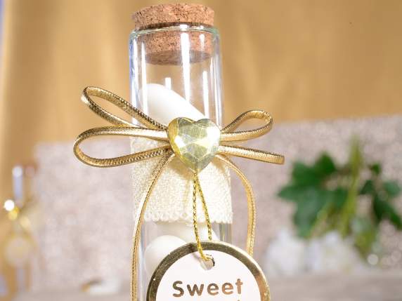 Tube à essai pour confettis Noces dor en verre avec bouchon
