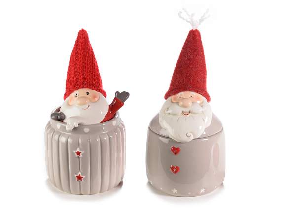 Pot en ceramique avec couvercle Père Noel