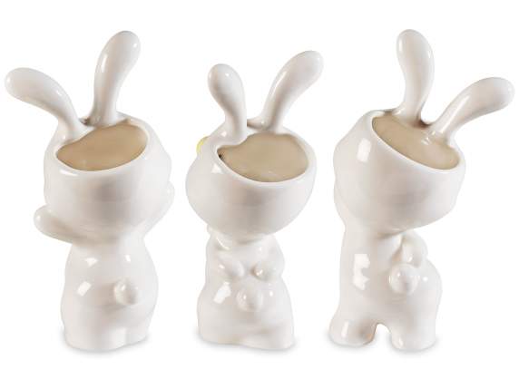 Vase lapin en porcelaine avec détails en relief