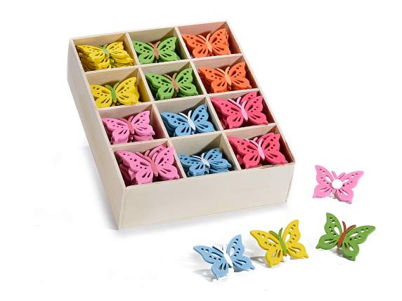Présentoir 144 papillons en bois de couleur avec adhésif