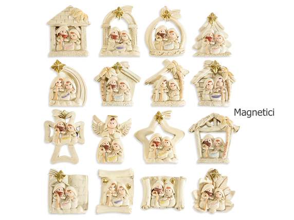 Calamita - Magnete con Presepe in resina con dettagli dorati