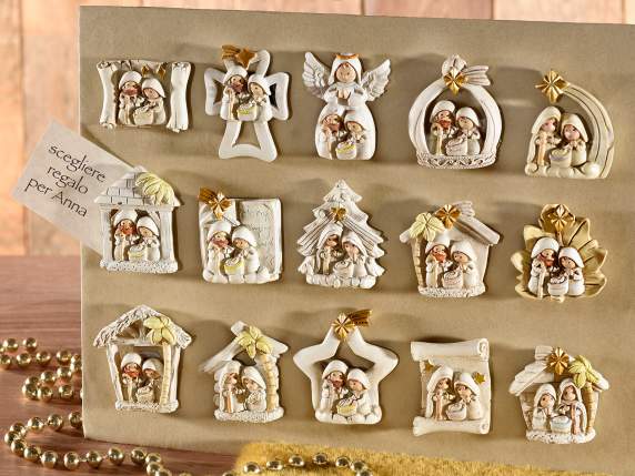 Calamita - Magnete con Presepe in resina con dettagli dorati